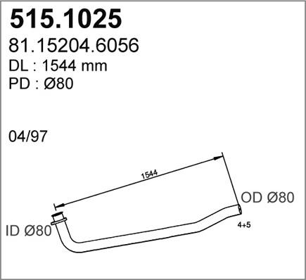 ASSO 515.1025 - Труба вихлопного газу autocars.com.ua