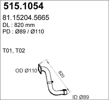 ASSO 515.1054 - Труба вихлопного газу autocars.com.ua