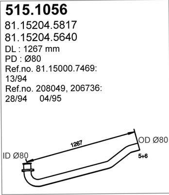 ASSO 515.1056 - Труба вихлопного газу autocars.com.ua