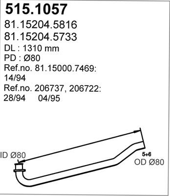 ASSO 515.1057 - Труба вихлопного газу autocars.com.ua