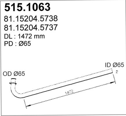ASSO 515.1063 - Труба вихлопного газу autocars.com.ua