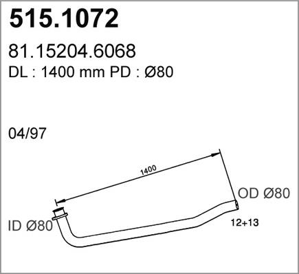 ASSO 515.1072 - Труба вихлопного газу autocars.com.ua