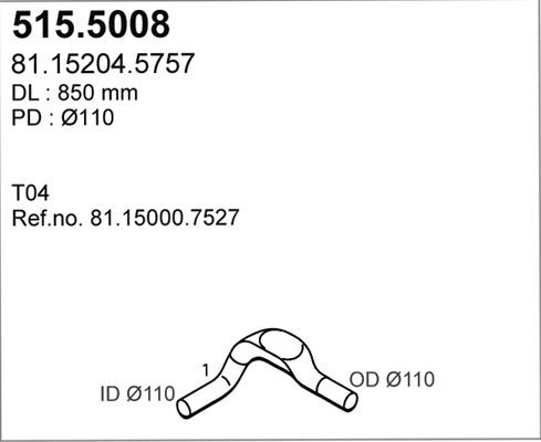 ASSO 515.5008 - Труба вихлопного газу autocars.com.ua