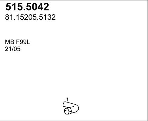 ASSO 515.5042 - Труба вихлопного газу autocars.com.ua