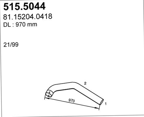 ASSO 515.5044 - Труба вихлопного газу autocars.com.ua