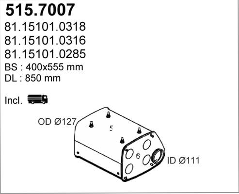 ASSO 515.7007 - Середній / кінцевий глушник ОГ autocars.com.ua