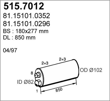 ASSO 515.7012 - Середній / кінцевий глушник ОГ autocars.com.ua