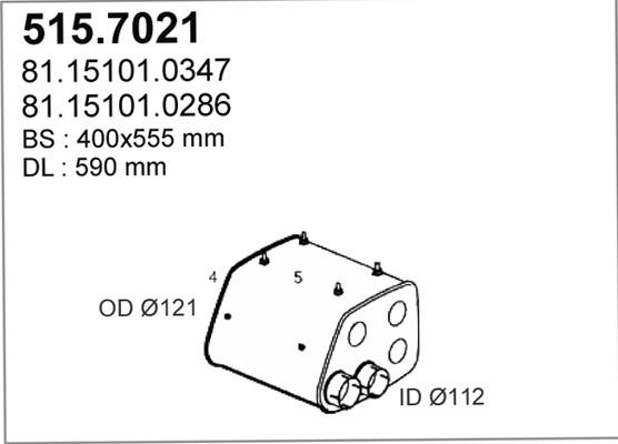 ASSO 515.7021 - Середній / кінцевий глушник ОГ autocars.com.ua