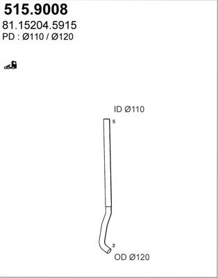ASSO 515.9008 - Труба вихлопного газу autocars.com.ua