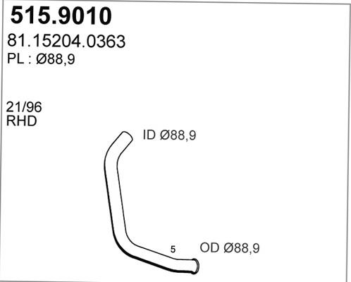 ASSO 515.9010 - Труба выхлопного газа avtokuzovplus.com.ua