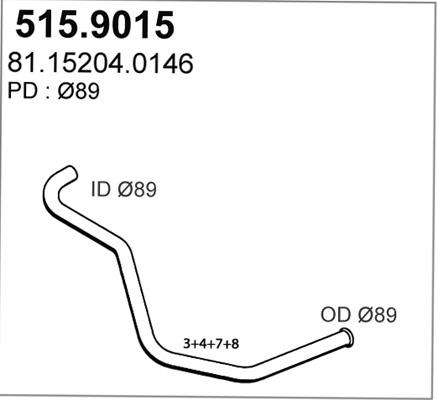 ASSO 515.9015 - Труба вихлопного газу autocars.com.ua
