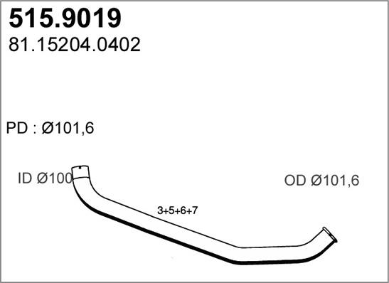 ASSO 515.9019 - Труба вихлопного газу autocars.com.ua