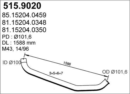 ASSO 515.9020 - Труба вихлопного газу autocars.com.ua