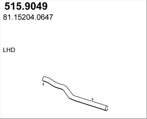 ASSO 515.9049 - Труба вихлопного газу autocars.com.ua