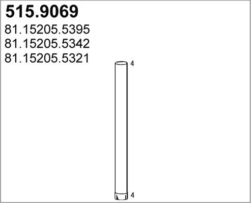 ASSO 515.9069 - Труба вихлопного газу autocars.com.ua