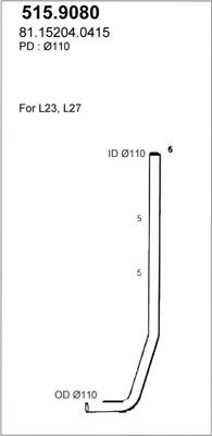 ASSO 515.9080 - Труба вихлопного газу autocars.com.ua