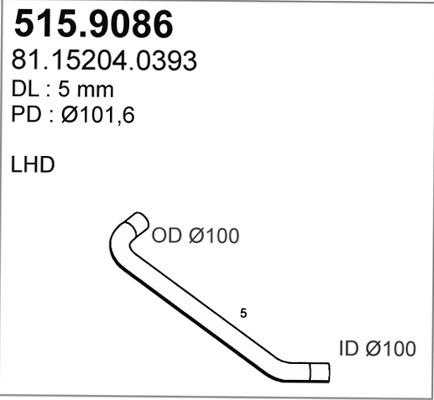 ASSO 515.9086 - Труба вихлопного газу autocars.com.ua