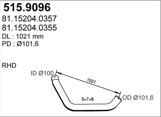 ASSO 515.9096 - Труба вихлопного газу autocars.com.ua