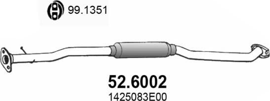 ASSO 52.6002 - Середній глушник вихлопних газів autocars.com.ua