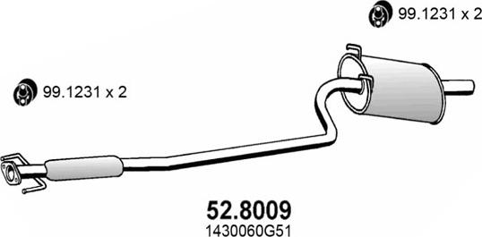 ASSO 52.8009 - Середній / кінцевий глушник ОГ autocars.com.ua