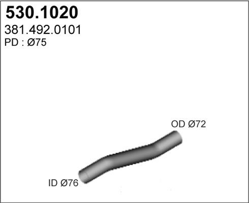 ASSO 530.1020 - Труба вихлопного газу autocars.com.ua