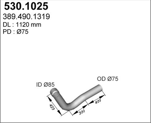 ASSO 530.1025 - Труба вихлопного газу autocars.com.ua