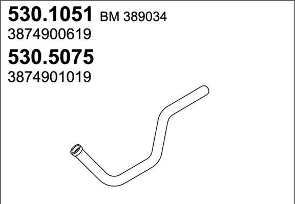 ASSO 530.5075 - Труба выхлопного газа avtokuzovplus.com.ua