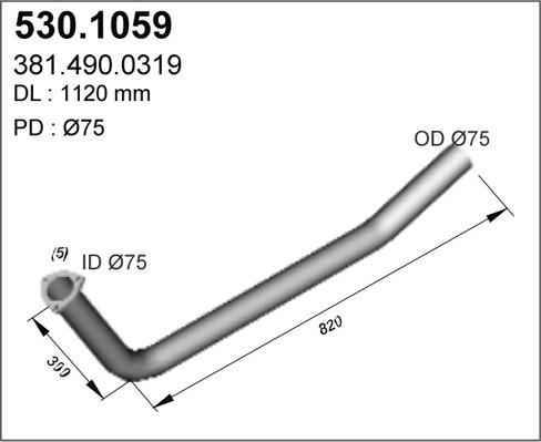 ASSO 530.1059 - Труба вихлопного газу autocars.com.ua