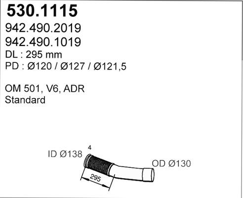 ASSO 530.1115 - Труба вихлопного газу autocars.com.ua