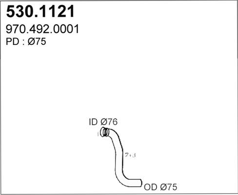 ASSO 530.1121 - Труба вихлопного газу autocars.com.ua
