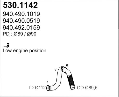 ASSO 530.1142 - Труба вихлопного газу autocars.com.ua