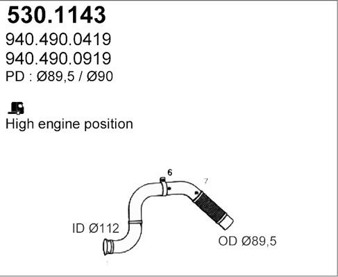 ASSO 530.1143 - Труба вихлопного газу autocars.com.ua