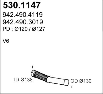 ASSO 530.1147 - Труба вихлопного газу autocars.com.ua