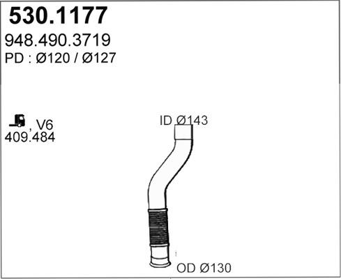 ASSO 530.1177 - Труба вихлопного газу autocars.com.ua