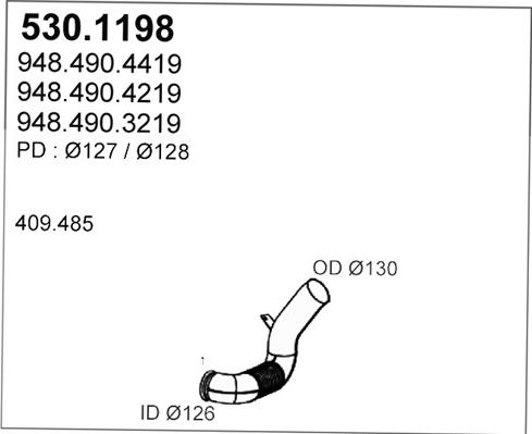 ASSO 530.1198 - Труба вихлопного газу autocars.com.ua