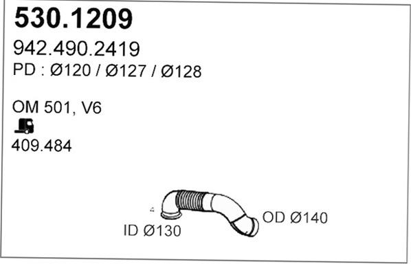 ASSO 530.1209 - Труба вихлопного газу autocars.com.ua