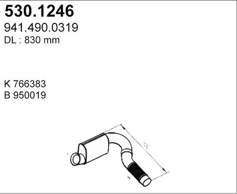 ASSO 530.1246 - Труба вихлопного газу autocars.com.ua