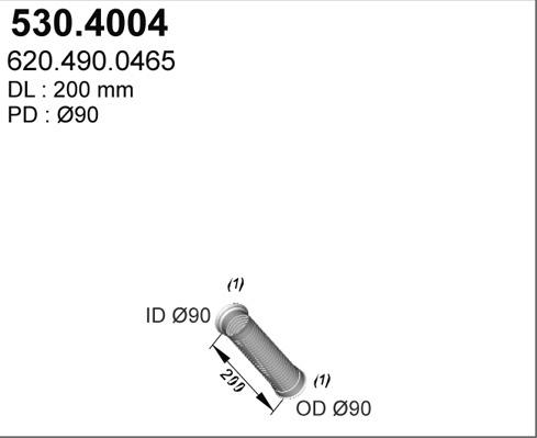 ASSO 530.4004 - Гофрированная труба, выхлопная система avtokuzovplus.com.ua