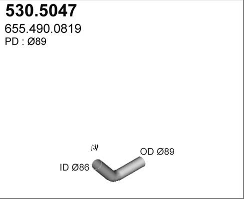 ASSO 530.5047 - Труба вихлопного газу autocars.com.ua