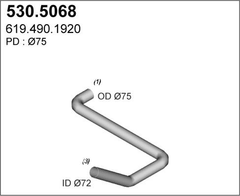 ASSO 530.5068 - Труба вихлопного газу autocars.com.ua