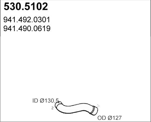 ASSO 530.5102 - Труба вихлопного газу autocars.com.ua