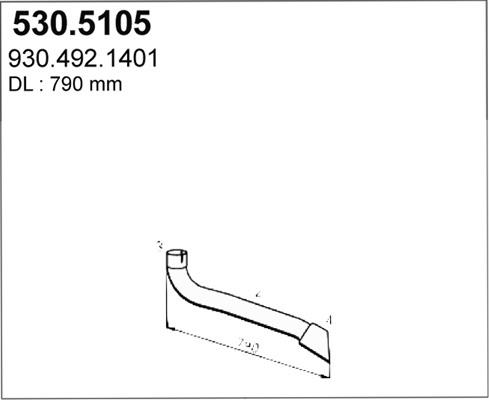 ASSO 530.5105 - Труба вихлопного газу autocars.com.ua