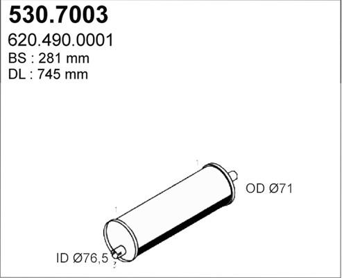 ASSO 530.7003 - Средний / конечный глушитель ОГ avtokuzovplus.com.ua