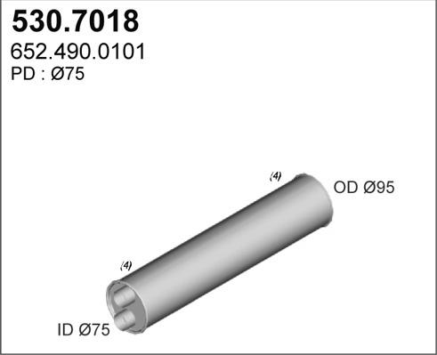 ASSO 530.7018 - Середній / кінцевий глушник ОГ autocars.com.ua