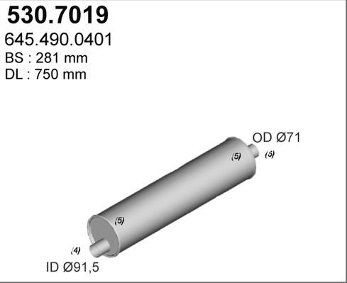 ASSO 530.7019 - Середній / кінцевий глушник ОГ autocars.com.ua