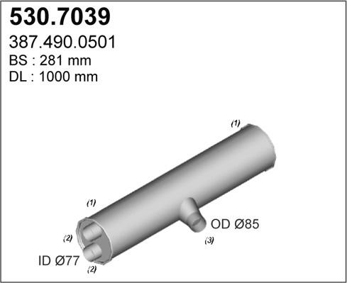 ASSO 530.7039 - Середній / кінцевий глушник ОГ autocars.com.ua