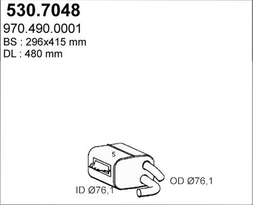 ASSO 530.7048 - Середній / кінцевий глушник ОГ autocars.com.ua