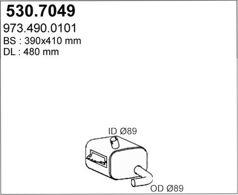 ASSO 530.7049 - Середній / кінцевий глушник ОГ autocars.com.ua
