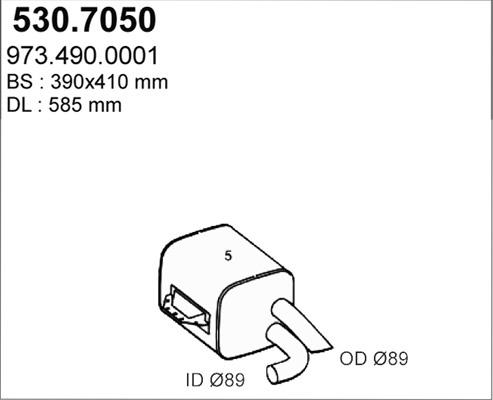 ASSO 530.7050 - Середній / кінцевий глушник ОГ autocars.com.ua