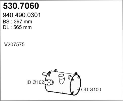 ASSO 530.7060 - Середній / кінцевий глушник ОГ autocars.com.ua